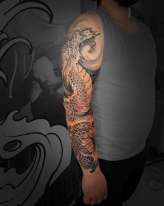 Spintattoo tatouage Lyon Villeurbanne japonais Dragon bras complet