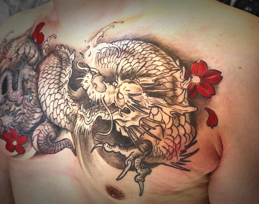 close up dragon tattoo